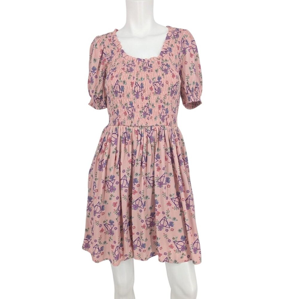 Harry Potter Deathly Hallows‎ Smocked Floral Dress Fairy Pastel Whimsical Size S